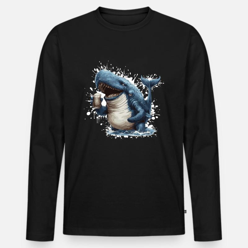 Wal Bier Lustig - Männer Premium Bio Langarmshirt - Schwarz