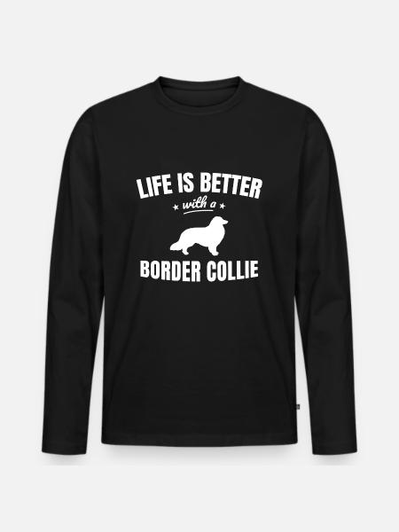 Border Collie - Männer Premium Bio Langarmshirt - Schwarz