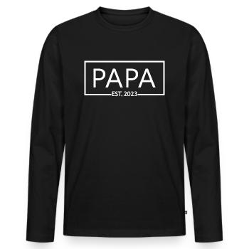 2023, Dad To Be, Schwangerschaftsankündigung - Männer Premium Bio Langarmshirt - Schwarz - Vorne - Nico (187cm)