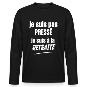 je suis pas pressé je suis à la retraite - T-shirt manches longues Premium bio Homme - noir - Devant - Nico (187cm)