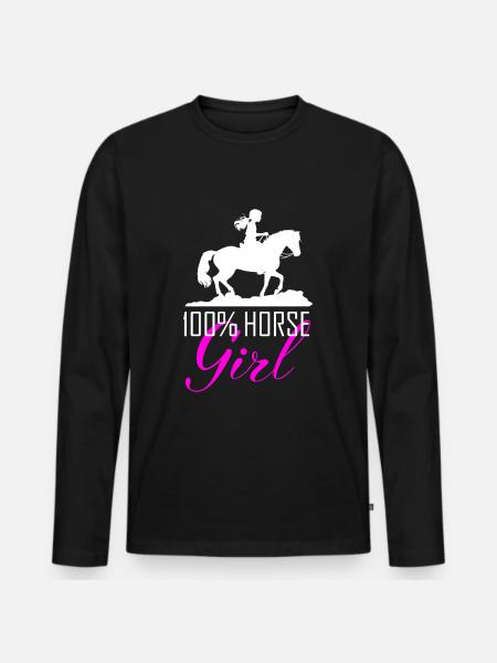 Fille cavalière disant - T-shirt manches longues Premium bio Homme - noir