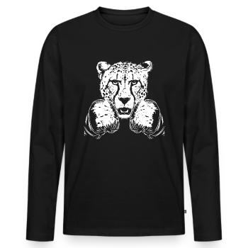 Cheetah Boxing Fighter MMA - T-shirt manches longues Premium bio Homme - noir - Devant - Nico (187cm)