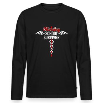 Nursing School Survivor - Men's Premium Organic Long Sleeve Shirt - black - Front - Nico (187cm)