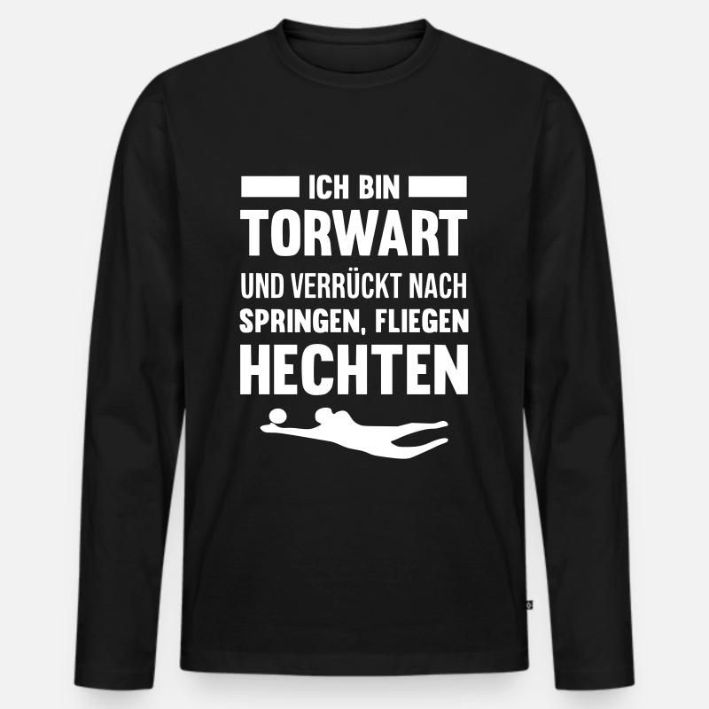 Torwart oder Torhüter - Männer Premium Bio Langarmshirt - Schwarz