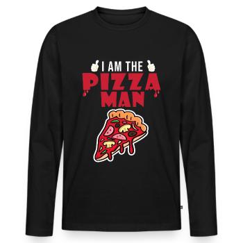 i am the pizza man food - T-shirt manches longues Premium bio Homme - noir - Devant - Nico (187cm)