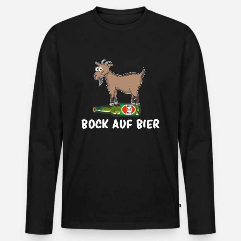 Bock auf Bier - Männer Premium Bio Langarmshirt - Schwarz