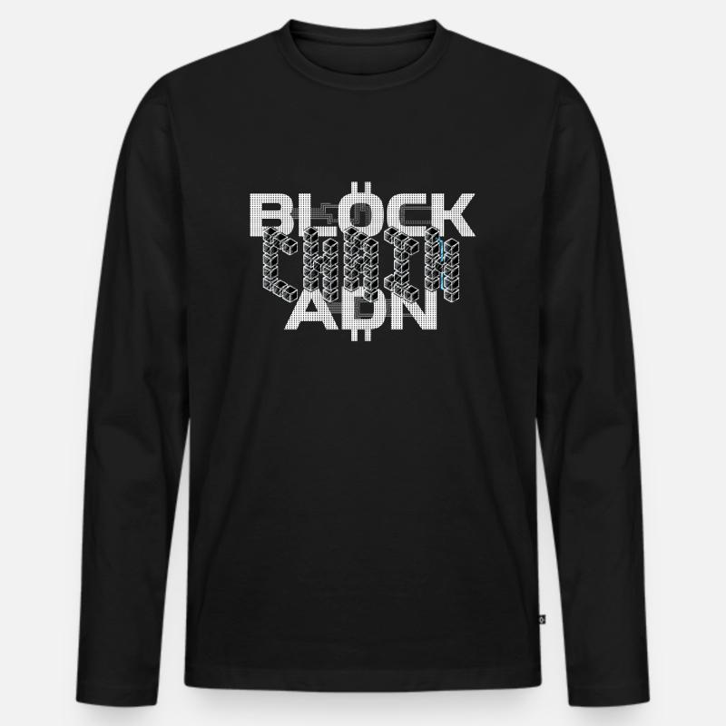 DNA-Blockchain - Krypto Bitcoin - Männer Premium Bio Langarmshirt - Schwarz