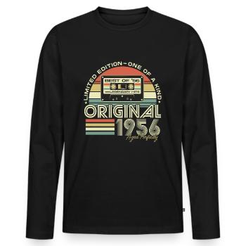1956 Né Vintage Anniversaire Rétro - T-shirt manches longues Premium bio Homme - noir - Devant - Nico (187cm)