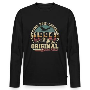 Original 1994 Vintage Cadeau d’anniversaire Rétro - T-shirt manches longues Premium bio Homme - noir - Devant - Nico (187cm)