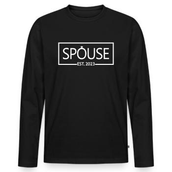 2023 - Cadeau de mariage homme et femme - T-shirt manches longues Premium bio Homme - noir - Devant - Nico (187cm)