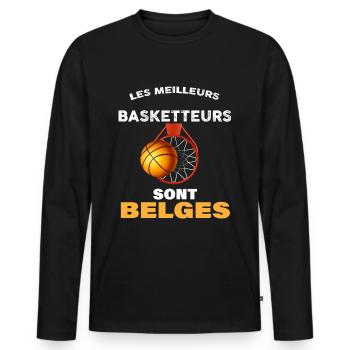 Basketteur belge, humour pour hommes et enfants - T-shirt manches longues Premium bio Homme - noir - Devant - Nico (187cm)