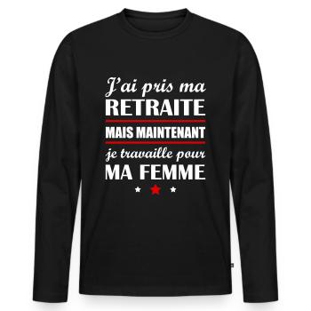 J'ai pris ma retraite, cadeau départ à la retraite - T-shirt manches longues Premium bio Homme - noir - Devant - Nico (187cm)