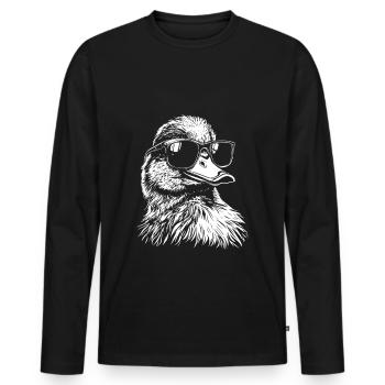 Cool Ente Sonnenbrille - Männer Premium Bio Langarmshirt - Schwarz - Vorne - Nico (187cm)