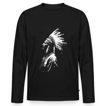 Native American silhouette - Men's Premium Organic Long Sleeve Shirt - black - Front - Nico (187cm)