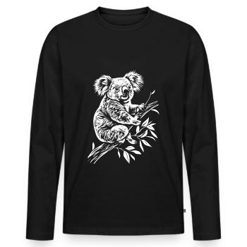 Koala Minimal - Männer Premium Bio Langarmshirt - Schwarz - Vorne - Nico (187cm)