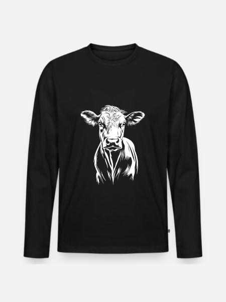 Cow Minimalist - Men's Premium Organic Long Sleeve Shirt - black