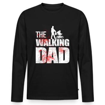 Le père de la marche - T-shirt manches longues Premium bio Homme - noir - Devant - Nico (187cm)