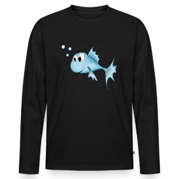 Fisch - Männer Premium Bio Langarmshirt - Schwarz - Vorne - Nico (187cm)