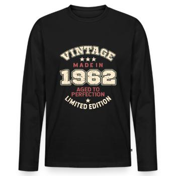 Vintage 1962 - Men's Premium Organic Long Sleeve Shirt - black - Front - Nico (187cm)