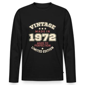 Vintage 1972 - Men's Premium Organic Long Sleeve Shirt - black - Front - Nico (187cm)