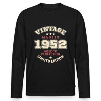Vintage 1952 - Men's Premium Organic Long Sleeve Shirt - black - Front - Nico (187cm)