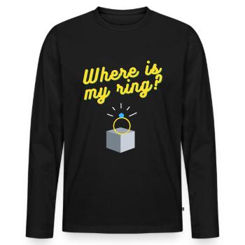 Wo ist mein Ring? - Männer Premium Bio Langarmshirt - Schwarz - Vorne - Nico (187cm)