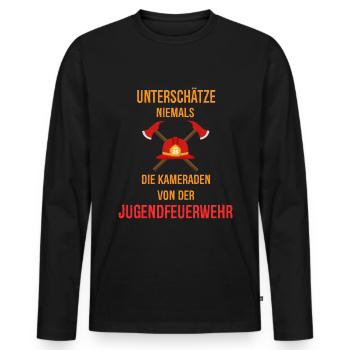 Jugendfeuerwehr Feuerwehrmann Feuerwehr Geschenk - Männer Premium Bio Langarmshirt - Schwarz - Vorne - Nico (187cm)