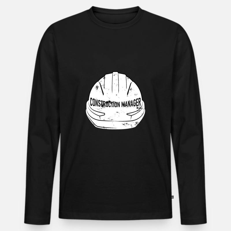 Baustelle, Helm - Männer Premium Bio Langarmshirt - Schwarz