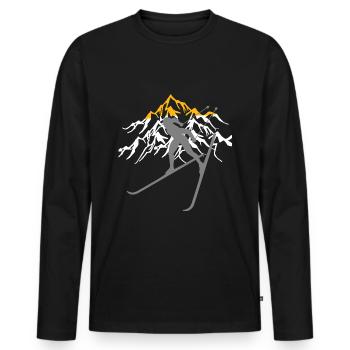 Cross country skiing, cross country - Men's Premium Organic Long Sleeve Shirt - black - Front - Nico (187cm)