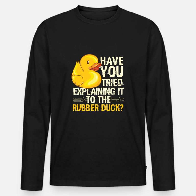 Rubber Duck Debugging Programmierer - Männer Premium Bio Langarmshirt - Schwarz