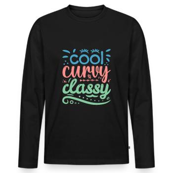 Cool Curvy Classy Body Positivity Women - Männer Premium Bio Langarmshirt - Schwarz - Vorne - Nico (187cm)