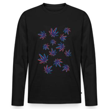 Hanfblätter Cannabisblätter 3D - Männer Premium Bio Langarmshirt - Schwarz - Vorne - Nico (187cm)