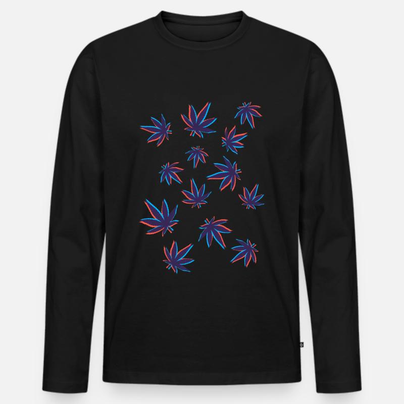 Hanfblätter Cannabisblätter 3D - Männer Premium Bio Langarmshirt - Schwarz