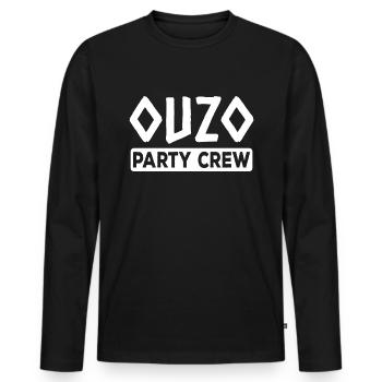 Ouzo Party Crew Griechenland Spruch Grieche - Männer Premium Bio Langarmshirt - Schwarz - Vorne - Nico (187cm)