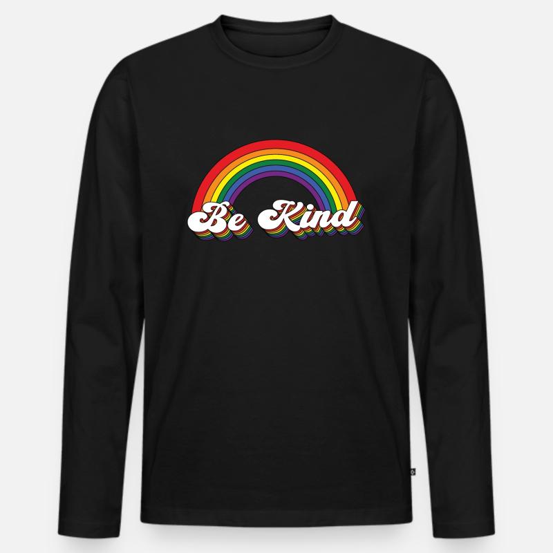 Be Kind Regenbogen - Männer Premium Bio Langarmshirt - Schwarz