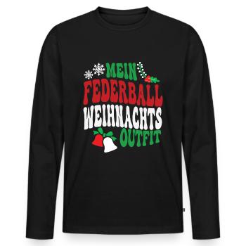 Federball Weihnachten Outfit Federballspieler XMAS - Männer Premium Bio Langarmshirt - Schwarz - Vorne - Nico (187cm)