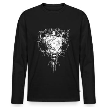 Predator Schädel - Dark Wave Gothic - Männer Premium Bio Langarmshirt - Schwarz - Vorne - Nico (187cm)