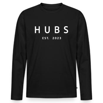 Hubs Est. 2023 Engagement For Groom's Wedding Gift - Men's Premium Organic Long Sleeve Shirt - black - Front - Nico (187cm)