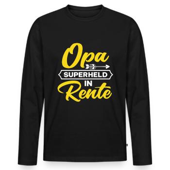 Opa Superheld in Rente Spruch - Männer Premium Bio Langarmshirt - Schwarz - Vorne - Nico (187cm)