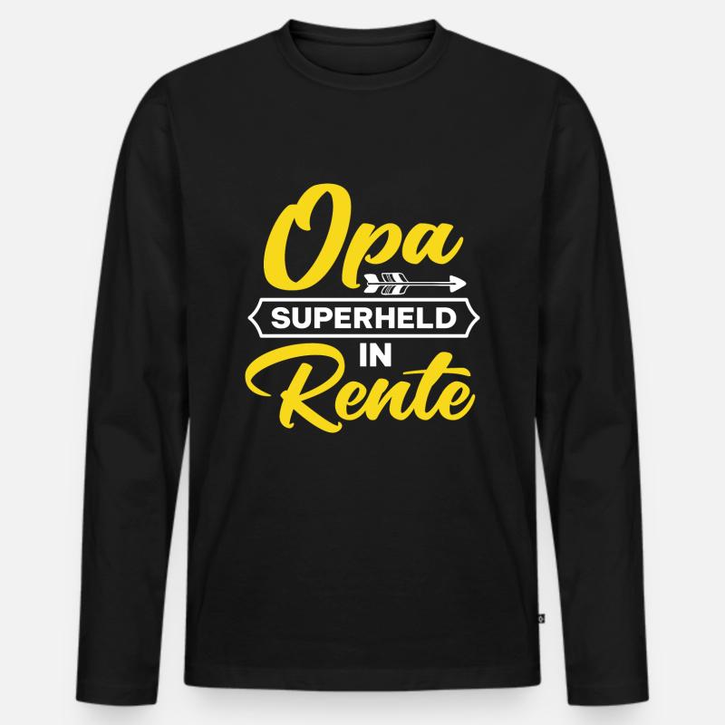 Opa Superheld in Rente Spruch - Männer Premium Bio Langarmshirt - Schwarz