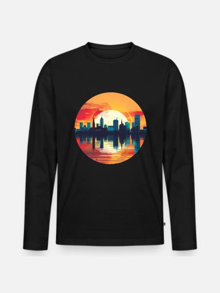 Hagen Skyline - Men's Premium Organic Long Sleeve Shirt - black
