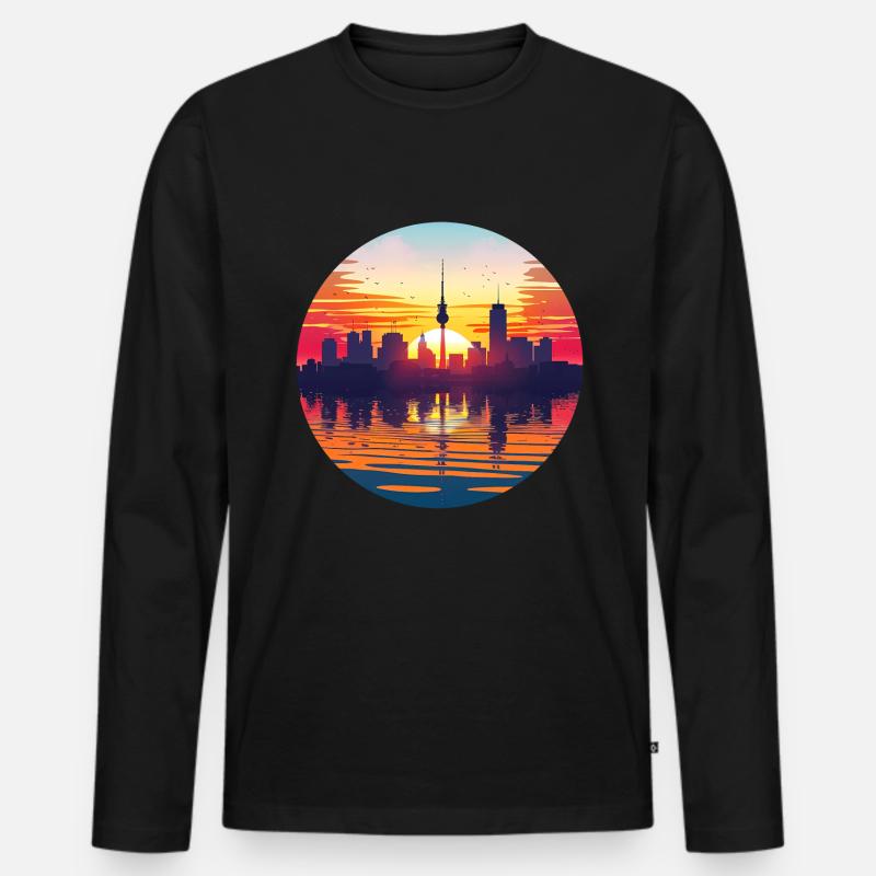 Hamburg Skyline - Männer Premium Bio Langarmshirt - Schwarz