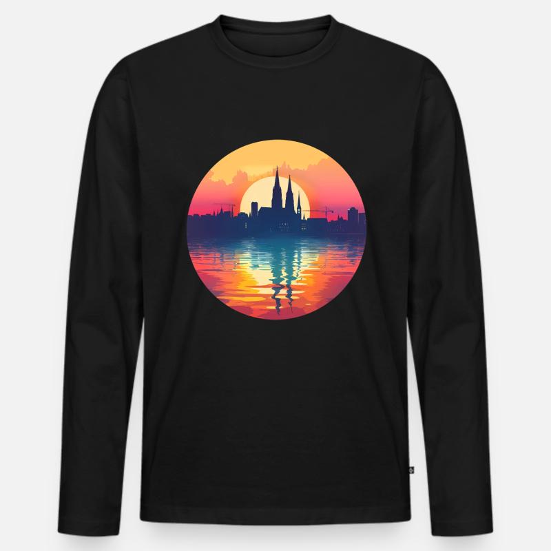 Heilbronn Skyline - Männer Premium Bio Langarmshirt - Schwarz