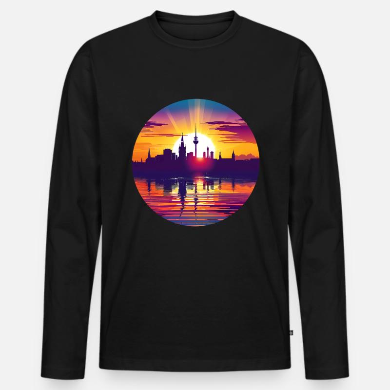 Kassel Skyline - Männer Premium Bio Langarmshirt - Schwarz
