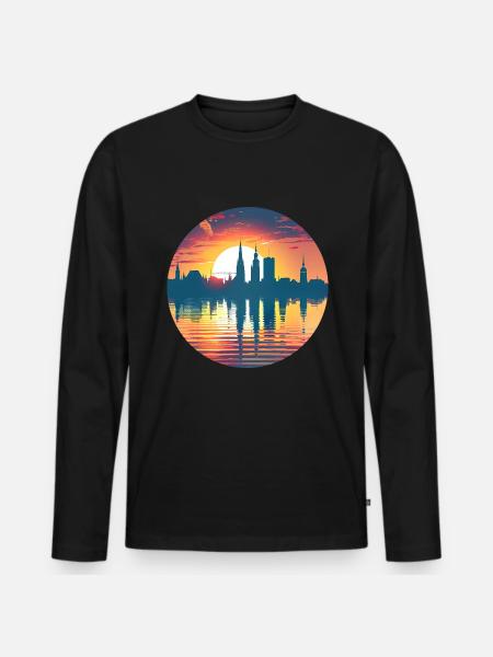 Mannheim Skyline - Men's Premium Organic Long Sleeve Shirt - black