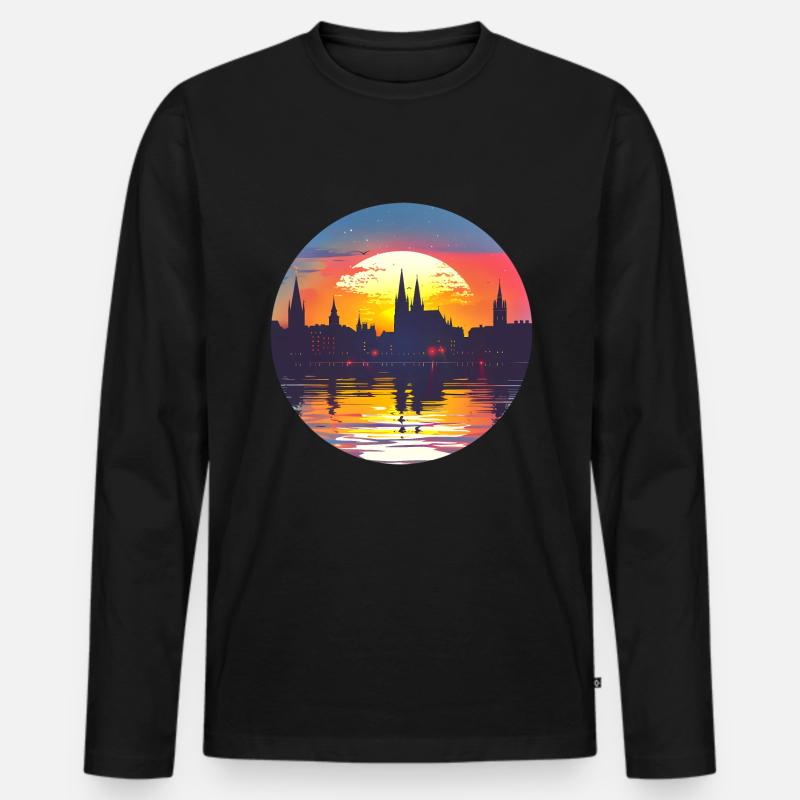 Münster Skyline - Männer Premium Bio Langarmshirt - Schwarz