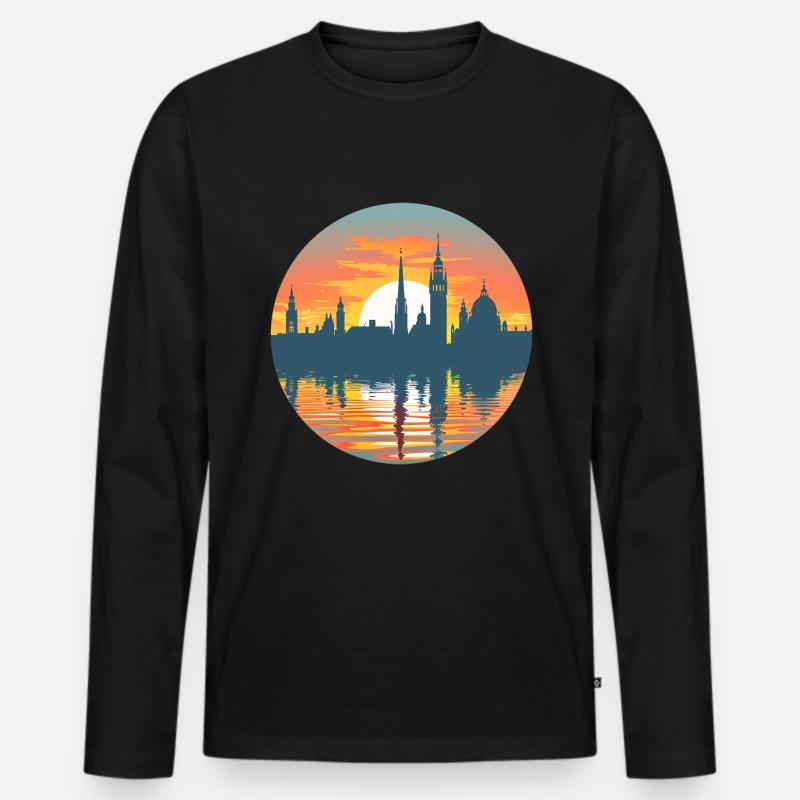 Oldenburg Skyline - Männer Premium Bio Langarmshirt - Schwarz