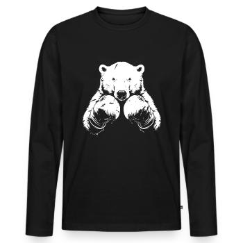 Ours polaire Ours polaire Boxing Fighter MMA - T-shirt manches longues Premium bio Homme - noir - Devant - Nico (187cm)