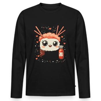 Sushi kawaii - Men's Premium Organic Long Sleeve Shirt - black - Front - Nico (187cm)