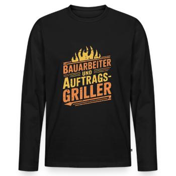 Bauarbeiter und Auftragsgriller - Männer Premium Bio Langarmshirt - Schwarz - Vorne - Nico (187cm)